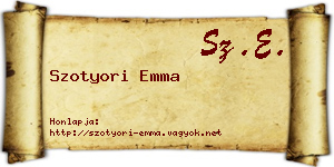 Szotyori Emma névjegykártya